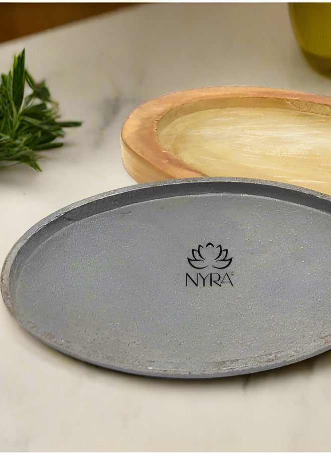 Nyra Kitchenware Classic Black & Brown Cast Iron Sizzler Platter With Wooden Stand - Image 4